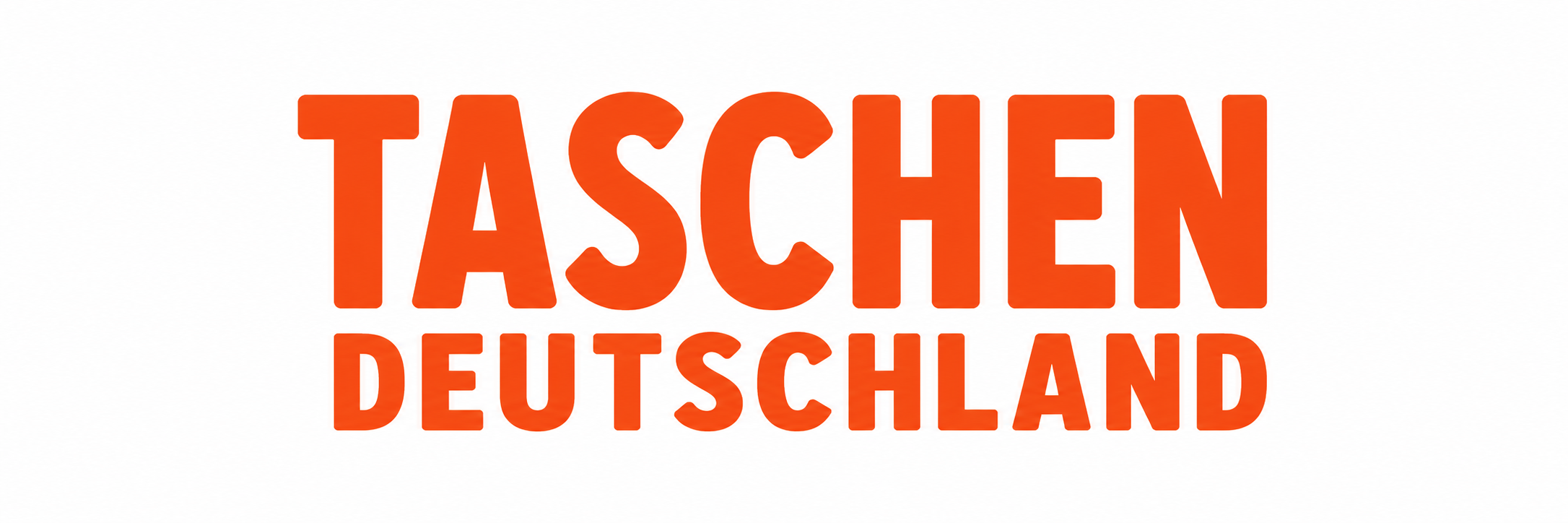 Taschen Deutschland – orangefarbenes Wortlogo auf weißem Hintergrund